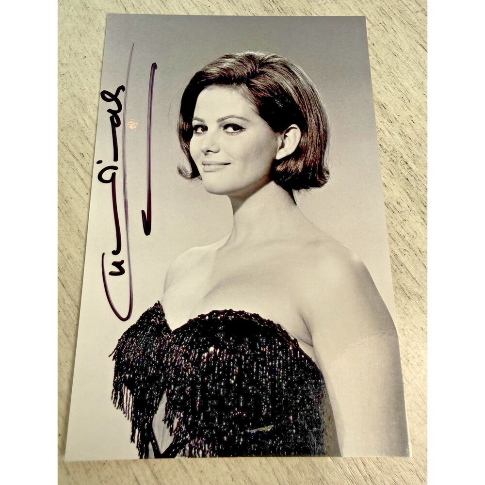 Claudia Cardinale Signed Autograph Photo Italian Cinema Star B&W Portrait Vtg